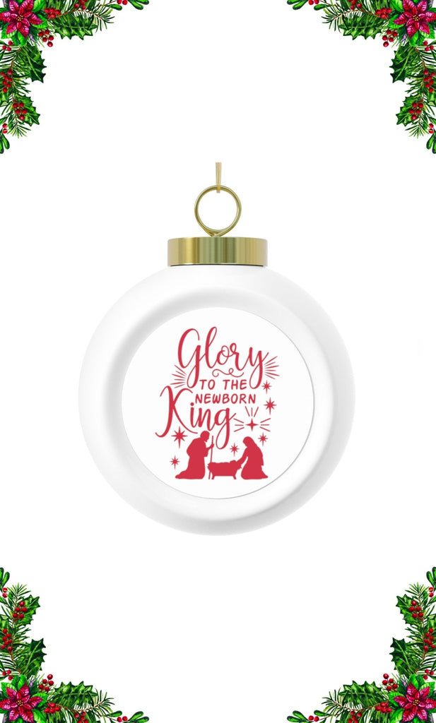Glory to the King - Christmas Ball Ornament -  Bells / Round / 2.5" × 3", Tree / Round / 2.5" × 3" -  Trini-T Ministries
