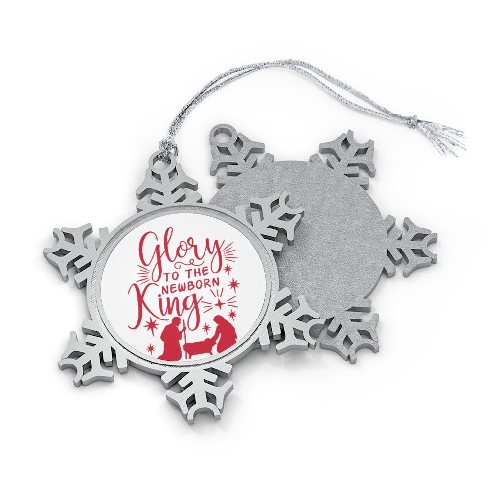 Glory to the King - Pewter Snowflake Ornament - Trini-T Ministries