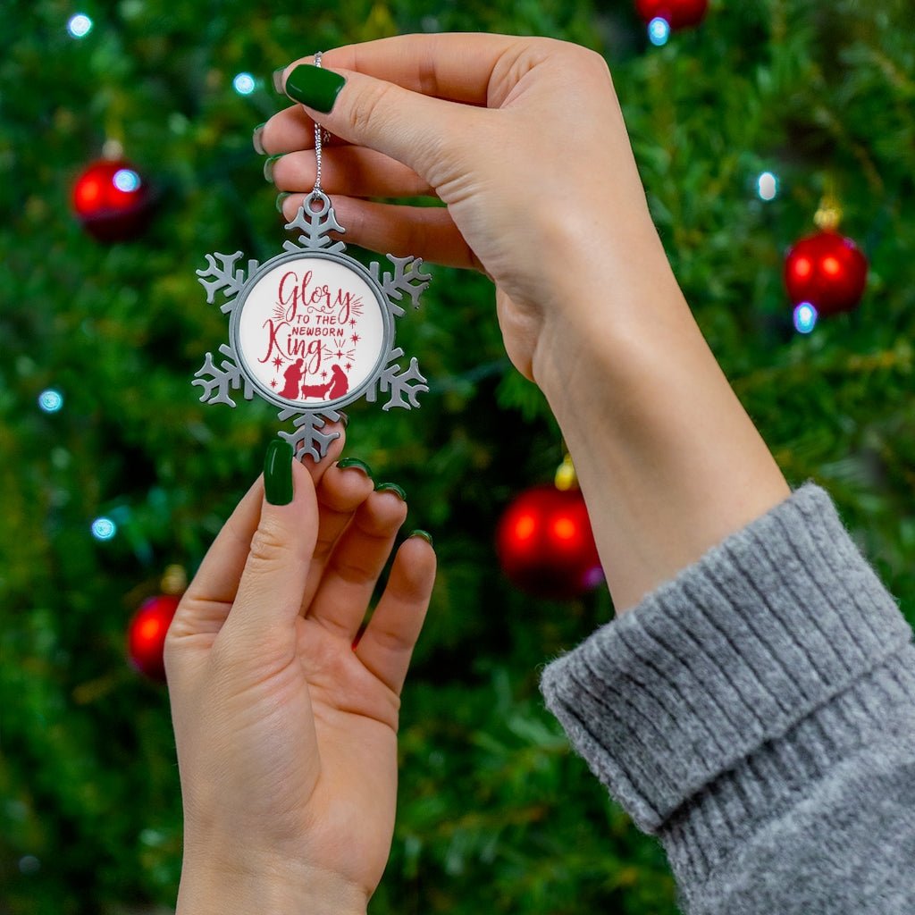 Glory to the King - Pewter Snowflake Ornament - Trini-T Ministries