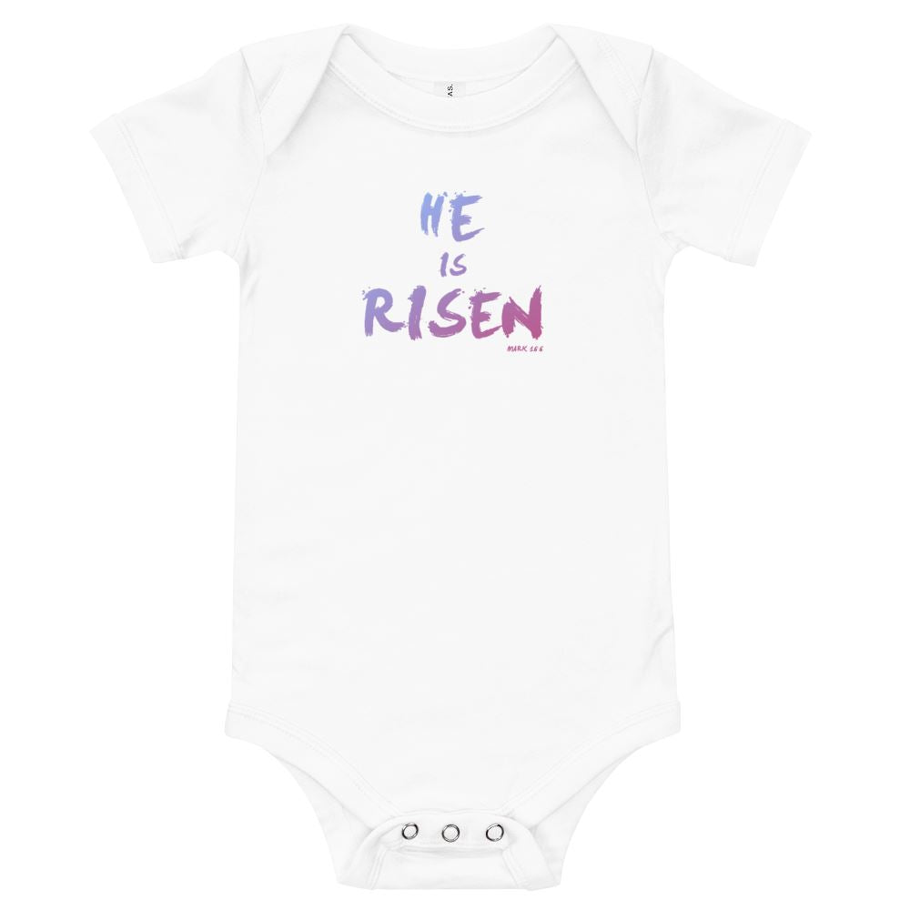 He Is Risen (colorful) - Baby's One Piece Trini-T Ministries White 3-6m 