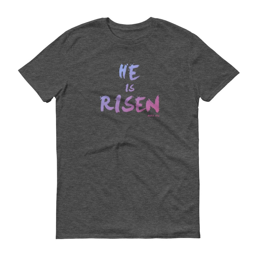 He Is Risen (colorful) - Men's T Trini-T Ministries Heather Dark Grey S 