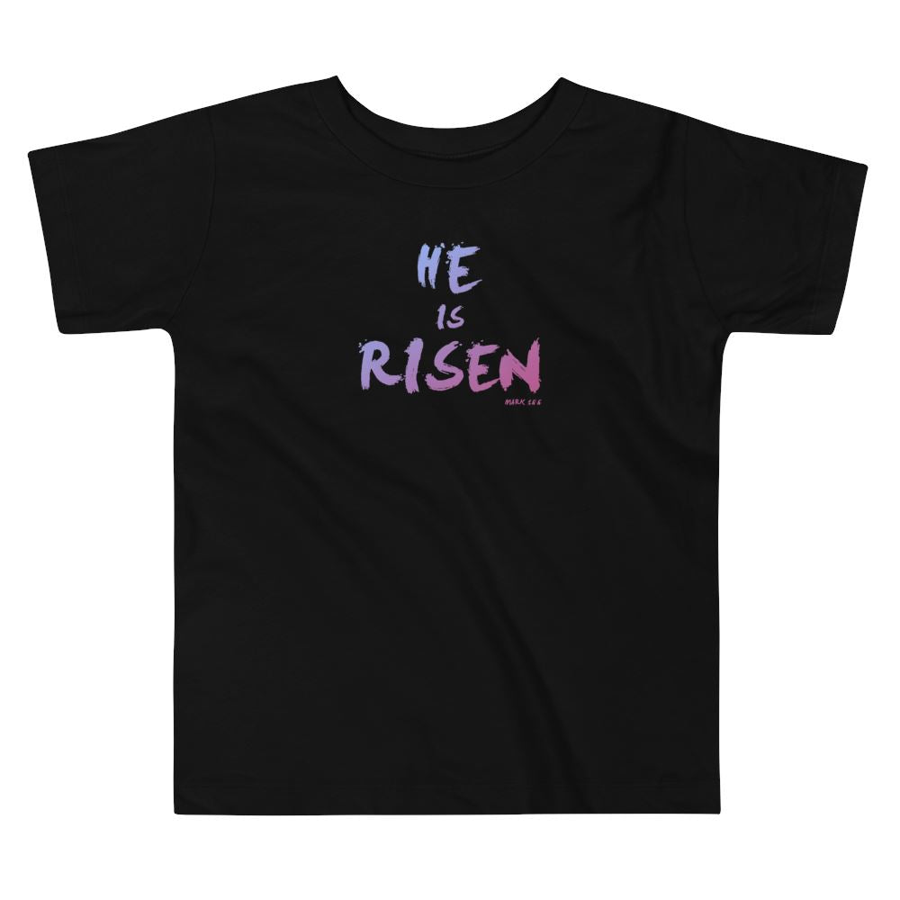 He is Risen (colorful) - Toddler's T Trini-T Ministries Black 2T 