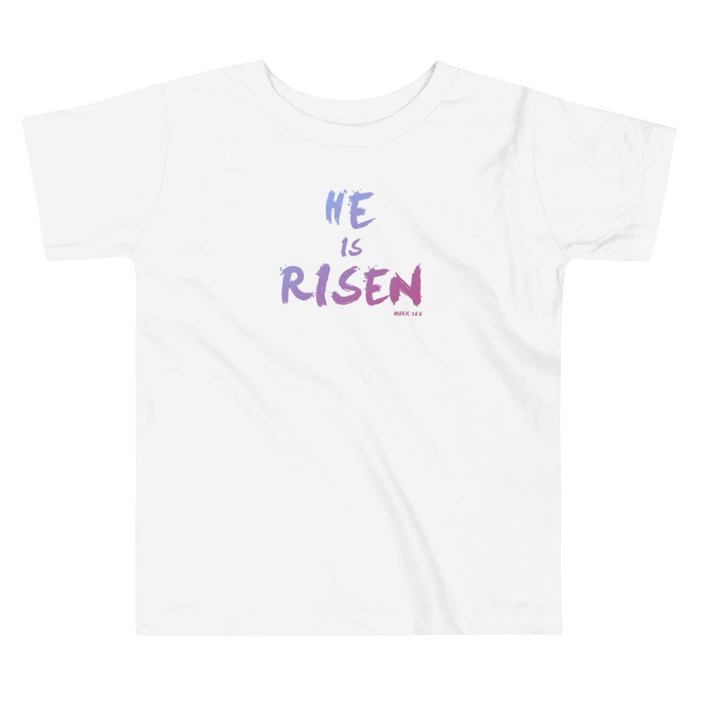 He is Risen (colorful) - Toddler's T Trini-T Ministries White 2T 