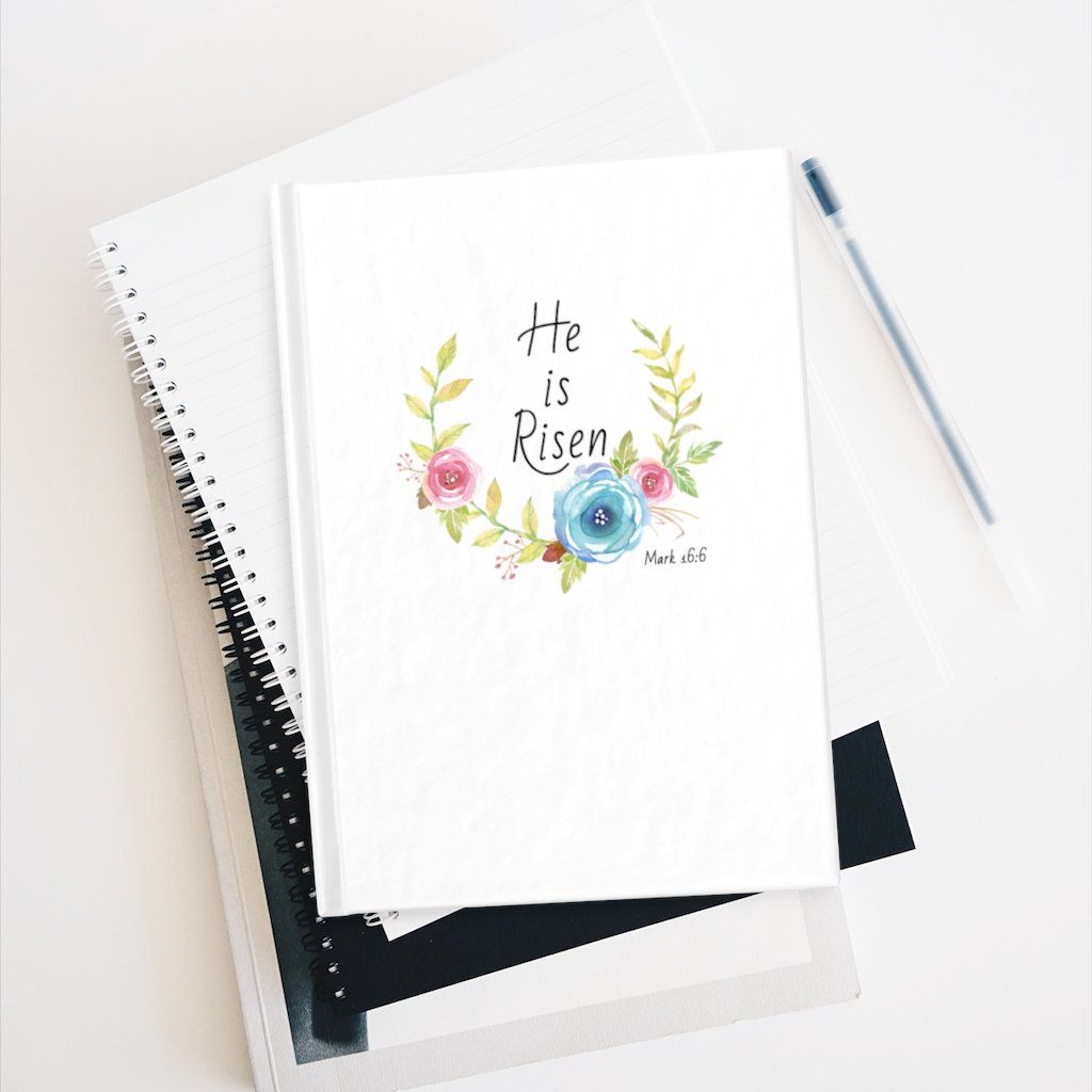 He Is Risen - Flowers -Journal - Ruled Line Paper products Printify 