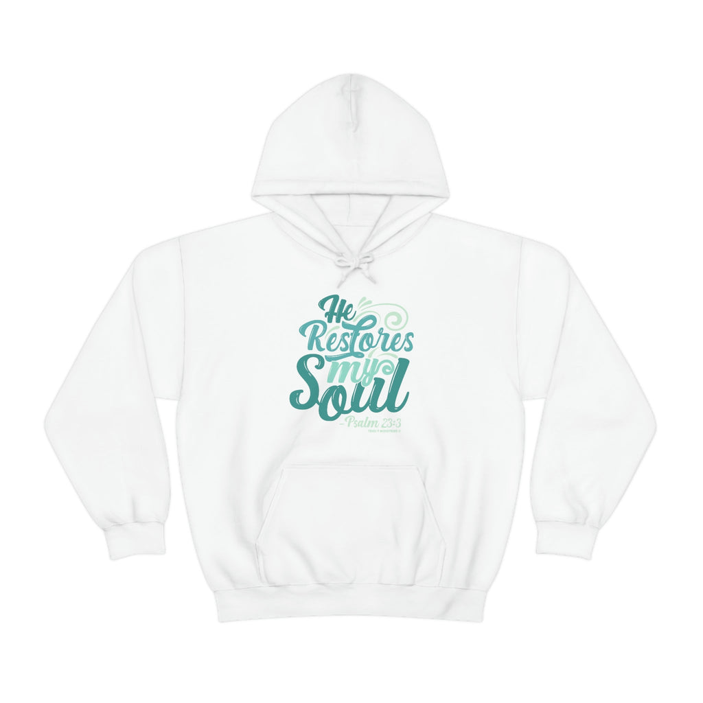 He Restores My Soul - Hoodie -  Navy / S, Navy / M, Navy / L, Navy / XL, Navy / 2XL, Navy / 3XL, Navy / 4XL, Navy / 5XL, Charcoal / S, Charcoal / M -  Trini-T Ministries