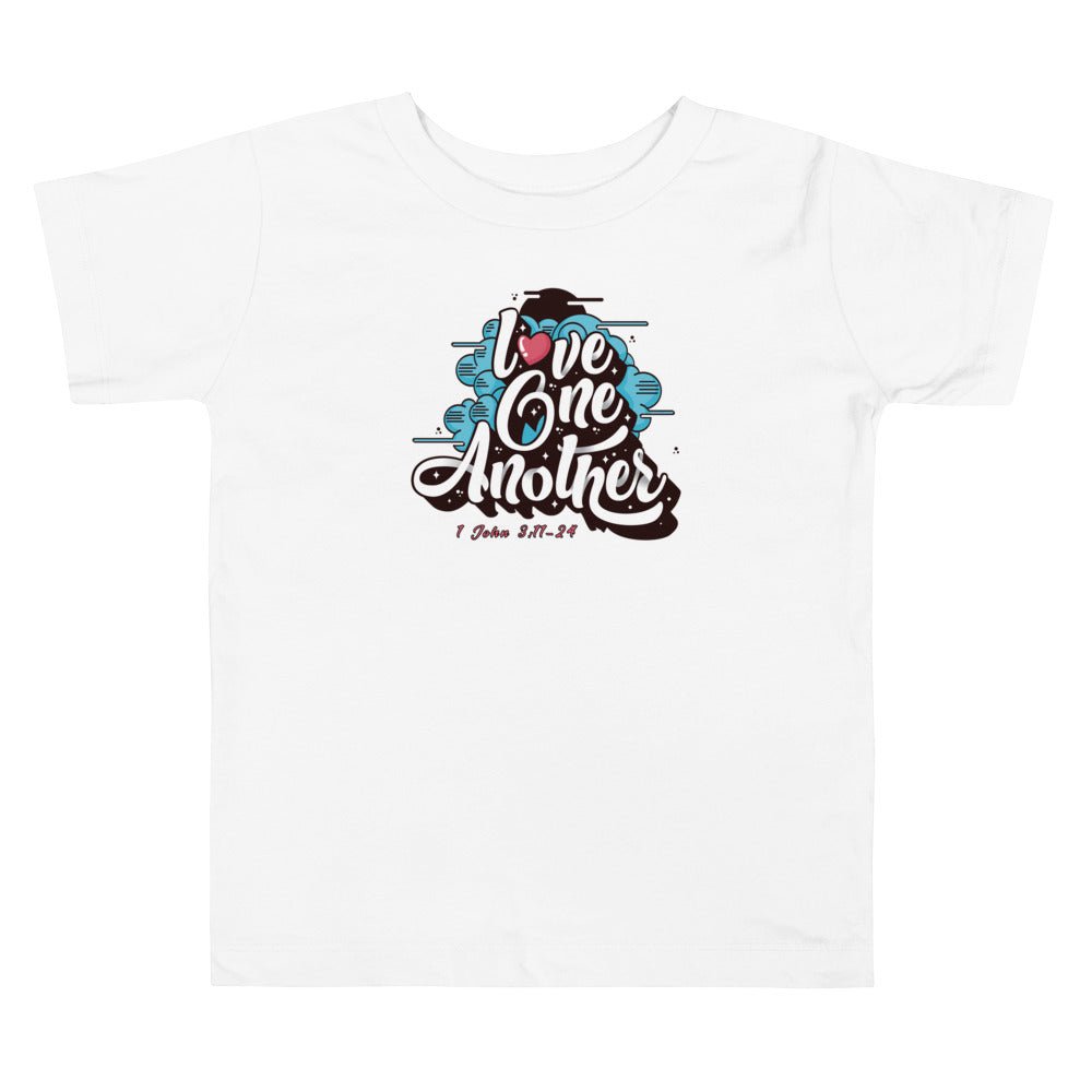 Love One Another - Toddler’s T -  Black / 2T, Black / 3T, Black / 4T, Black / 5T, Heather Columbia Blue / 2T, Heather Columbia Blue / 3T, Heather Columbia Blue / 4T, Heather Columbia Blue / 5T, Pink / 2T, Pink / 3T -  Trini-T Ministries