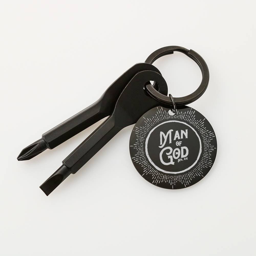 Man of God - Screwdriver Keychain -  Silver Keychain Set / Yes, Black Keychain Set / Yes, Silver Keychain Set / No, Black Keychain Set / No -  Trini-T Ministries