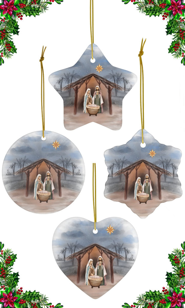 Nativity - Ceramic Ornament -  Star / One Size, Heart / One Size, Snowflake / One Size, Circle / One Size -  Trini-T Ministries