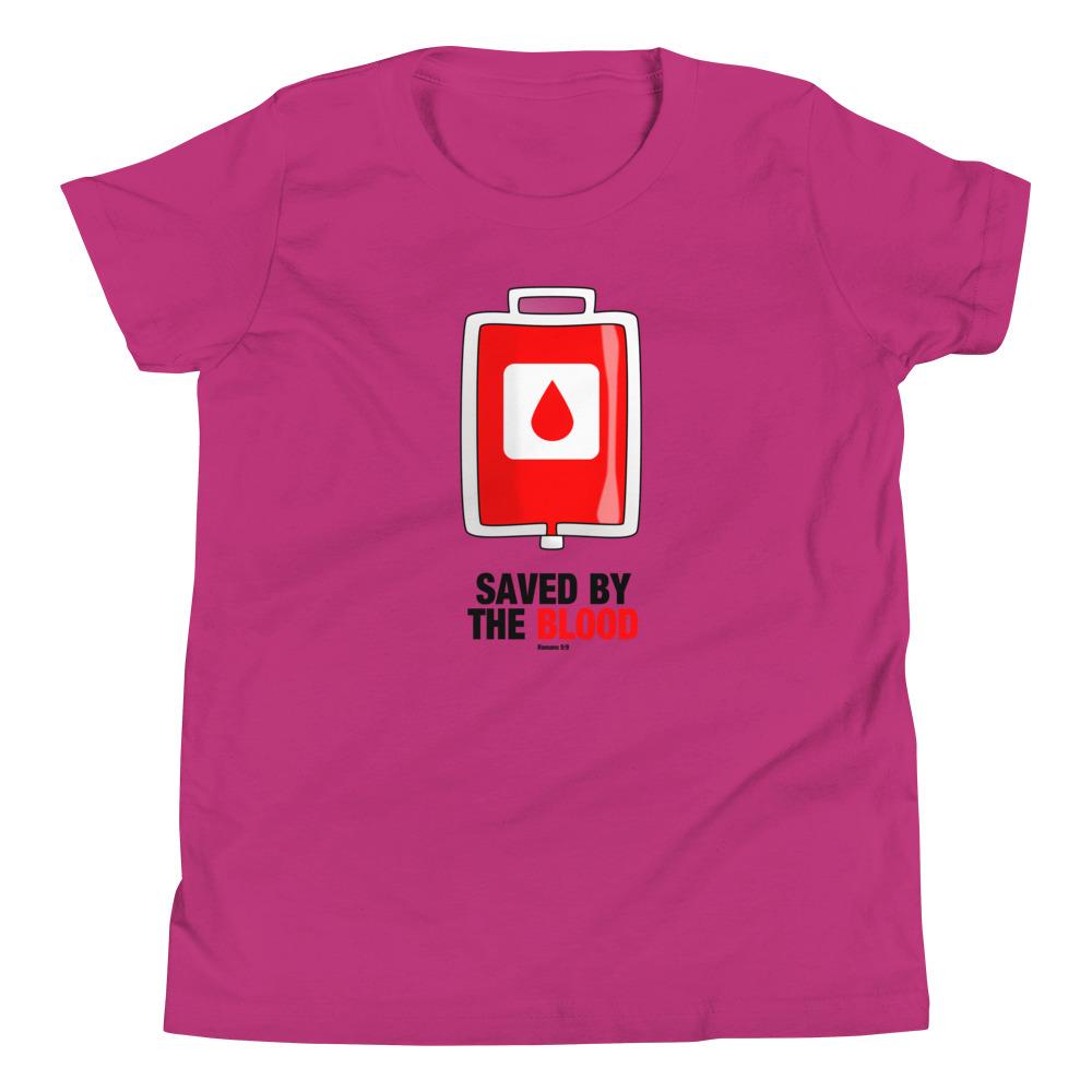 Saved By the Blood - Kid’s T -  Kelly / S, Kelly / M, Kelly / L, Kelly / XL, Athletic Heather / S, Athletic Heather / M, Athletic Heather / L, Athletic Heather / XL, True Royal / S, True Royal / M -  Trini-T Ministries