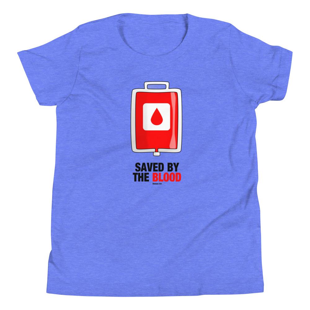 Saved By the Blood - Kid’s T -  Kelly / S, Kelly / M, Kelly / L, Kelly / XL, Athletic Heather / S, Athletic Heather / M, Athletic Heather / L, Athletic Heather / XL, True Royal / S, True Royal / M -  Trini-T Ministries