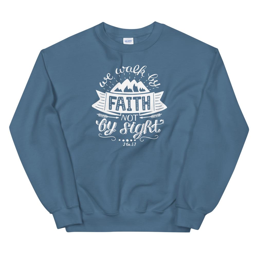Walk By Faith - Men’s Sweatshirt -  Black / S, Black / M, Black / L, Black / XL, Navy / S, Navy / M, Navy / L, Navy / XL, Maroon / S, Maroon / M -  Trini-T Ministries