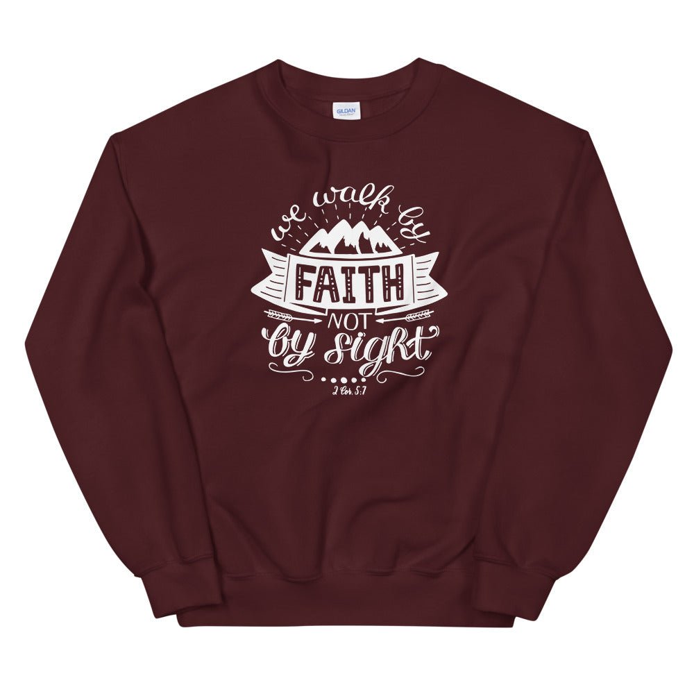Walk By Faith - Women’s Sweatshirt -  Black / S, Black / M, Black / L, Black / XL, Black / 2XL, Black / 3XL, Black / 4XL, Black / 5XL, Navy / S, Navy / M -  Trini-T Ministries