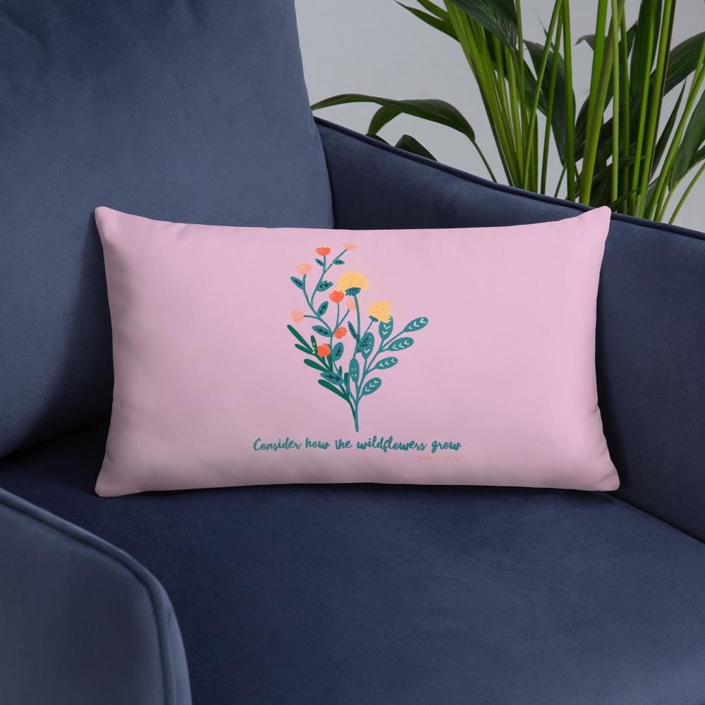 Wildflowers - Pink Cushion -  20×12, 18×18, 22×22 -  Trini-T Ministries