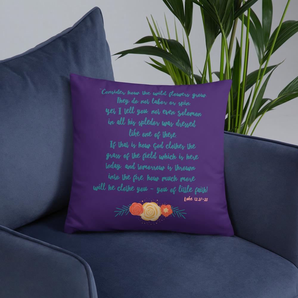 Wildflowers - Purple Cushion -  20×12, 18×18, 22×22 -  Trini-T Ministries