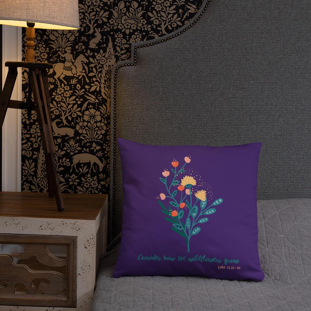 Wildflowers - Purple Cushion -  20×12, 18×18, 22×22 -  Trini-T Ministries