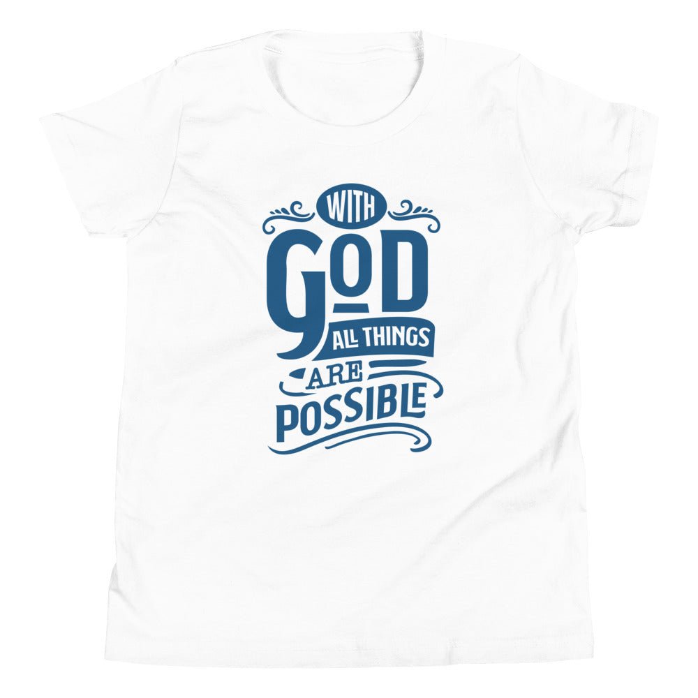 With God - Kid’s T -  Red / S, Red / M, Red / L, Red / XL, Berry / S, Berry / M, Berry / L, Berry / XL, Heather Columbia Blue / S, Heather Columbia Blue / M -  Trini-T Ministries